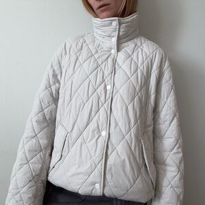 Mavi Women's White Quilted Bomber Jacket